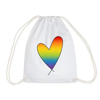 Regenbogen Herz Regenbogenfarben CSD Pride Month - Turnbeutel - Weiß - Vorne