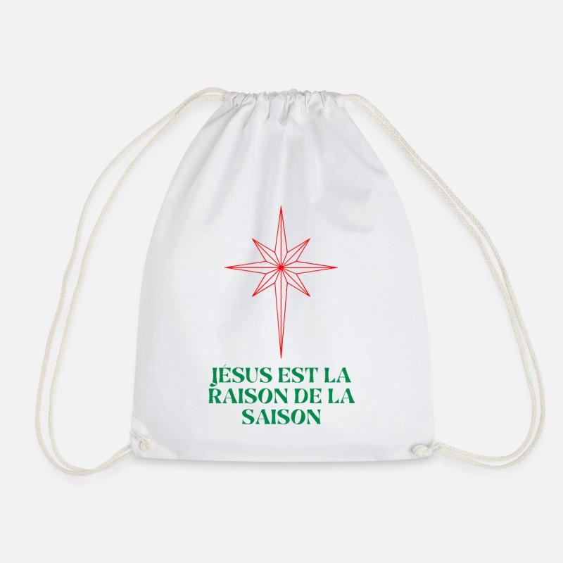 Christmas Star with Religious Quote - Drawstring Bag - white