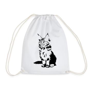 Maine Coon Cat - Drawstring Bag - white - Front