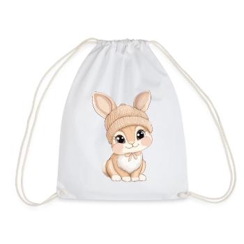 Lapin mignon mignon bébé enfants animal dessin animé - Sac de sport léger - blanc - Devant