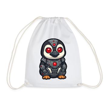 Penguin Robot Cyborg Sci-Fi Vision of the Future - Drawstring Bag - white - Front
