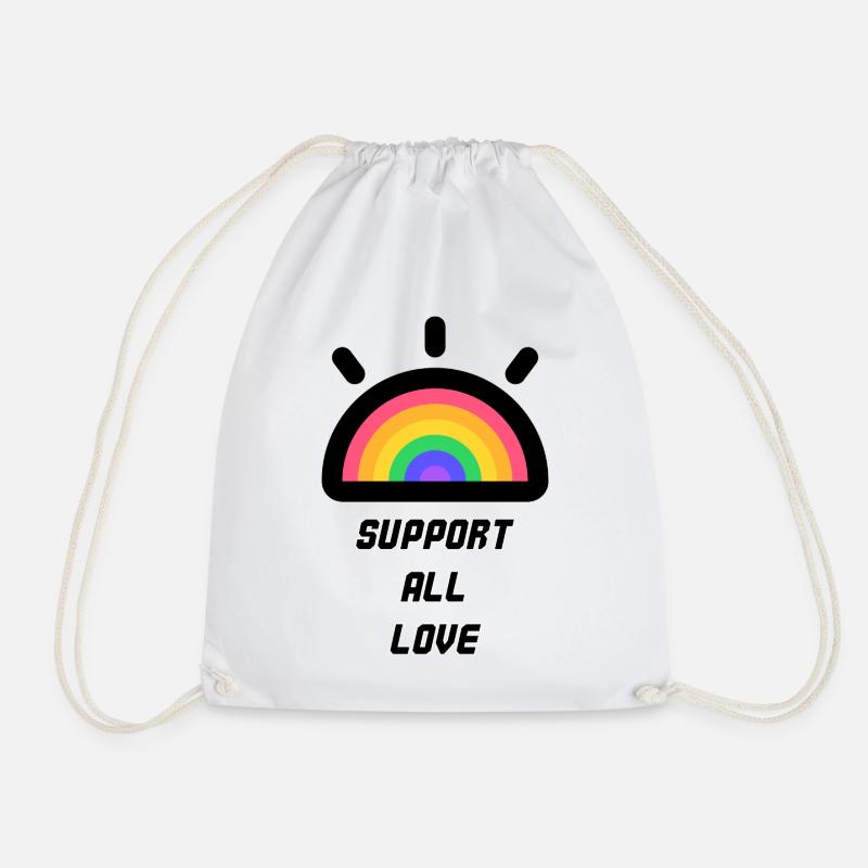 Support All Love - Drawstring Bag - white