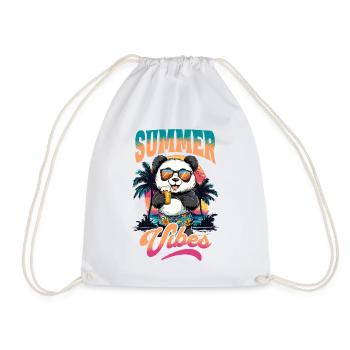 Été, Panda, Ours, Bière, Plage, Mer, Palmiers, Fête - Sac de sport léger - blanc - Devant