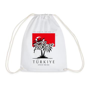 Fethiye Palmen Türkei Flagge Reise Souvenir - Turnbeutel - Weiß - Vorne