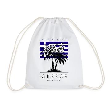 Rhodes Palm Trees Flag Travel Souvenir - Drawstring Bag - white - Front