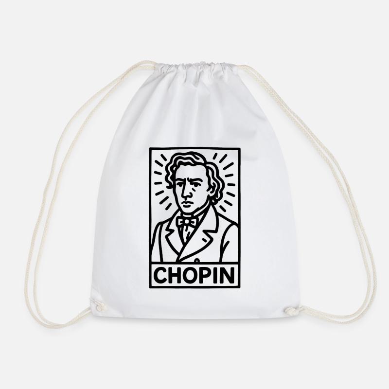 Frédéric Chopin - Drawstring Bag - white