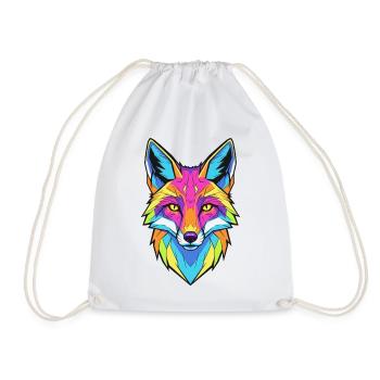 Buntes Wolfporträt mit geometrischem Stil - Turnbeutel - Weiß - Vorne