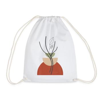 Geometric Plant Vase - Drawstring Bag - white - Front
