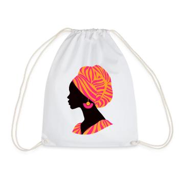 Africa African Woman Traditional Design - Drawstring Bag - white - Front