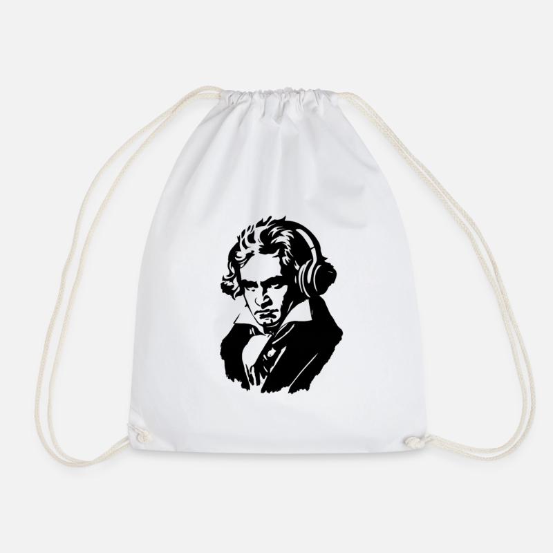 Ludwig van Beethoven mit Kopfhörern - Turnbeutel - Weiß