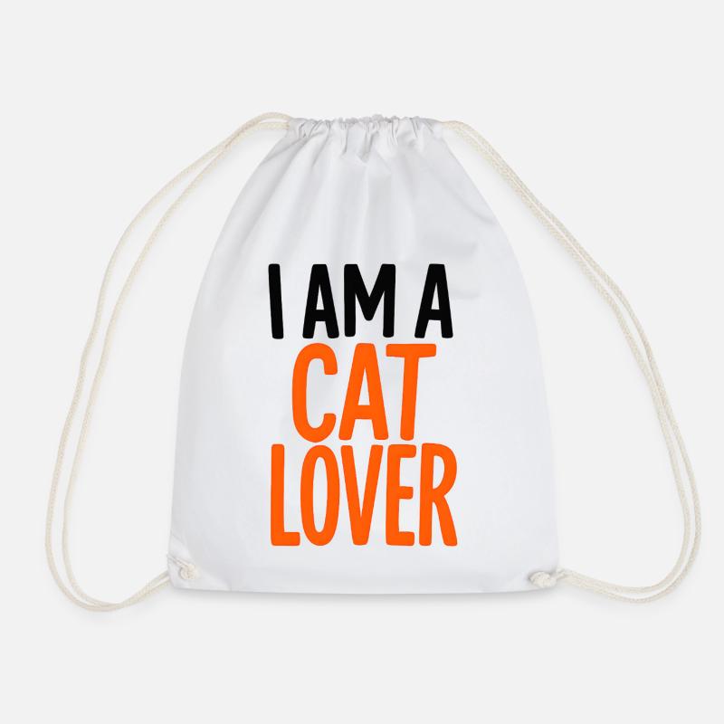 Neon Cat Lover - Drawstring Bag - white