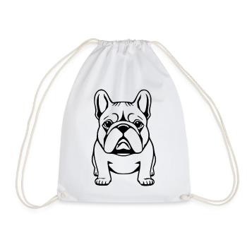 personalisiertes Bulldoggen Geschenk T-shirt  - Turnbeutel - Weiß - Vorne