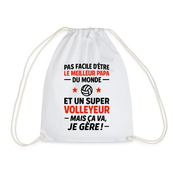 Volleyball – Super Papa Volleyeur - Sac de sport léger - blanc - Devant