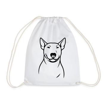 Stylized Bull Terrier Silhouette - Drawstring Bag - white - Front