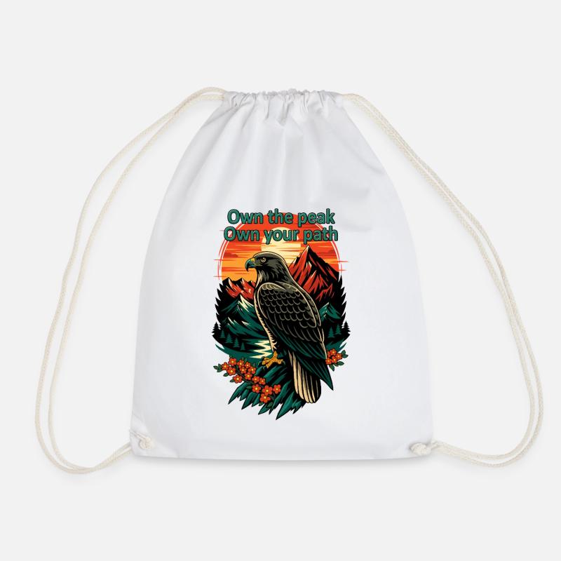 Own the Peak Eagle Path - Drawstring Bag - white
