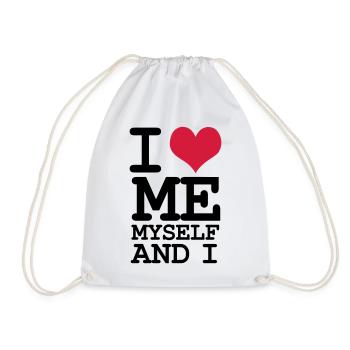 I Love Me Myself and I - Humor - Drawstring Bag - white - Front