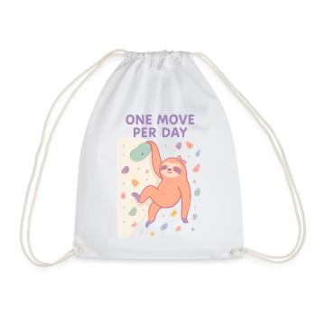 Sloth Bouldering: One Move Per Day Design - Drawstring Bag - white - Front