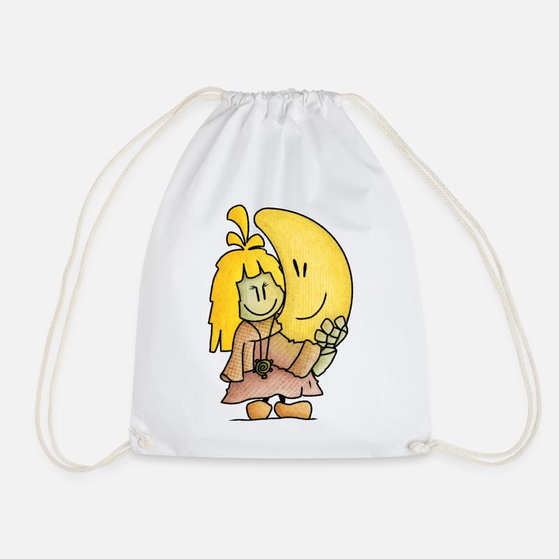 Micol - the smiling moon / - Drawstring Bag - white