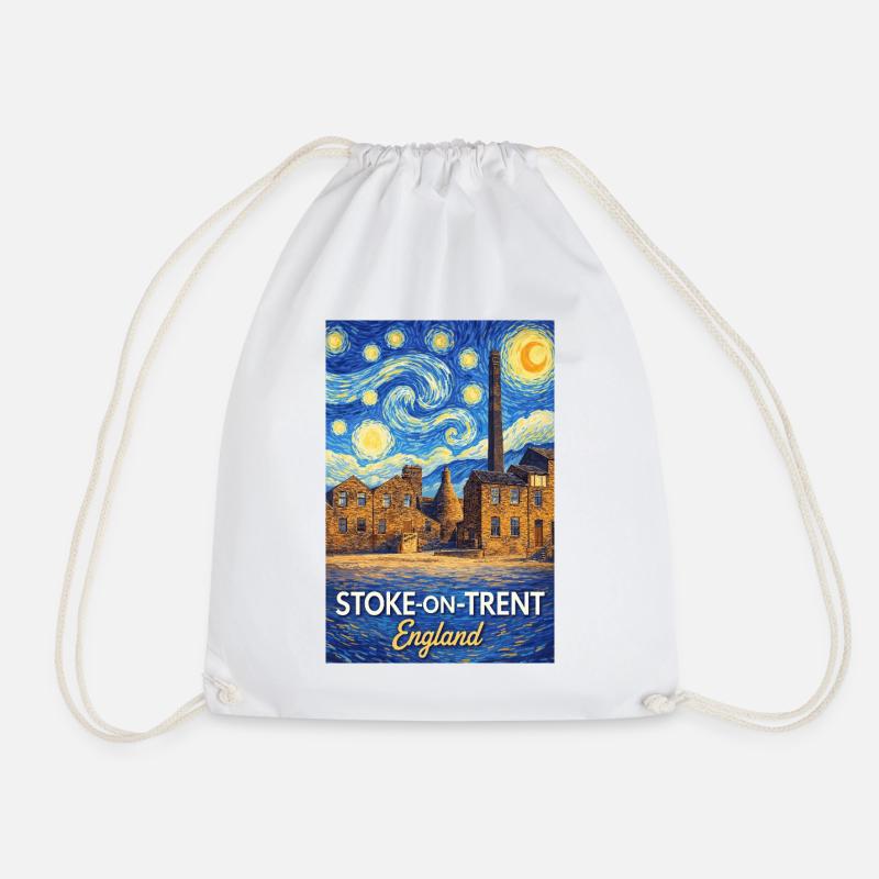 Stoke-on-Trent, England - Drawstring Bag - white