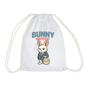Süßer Osterhase mit buntem Ei und Schriftzug - Turnbeutel - Weiß - Vorne