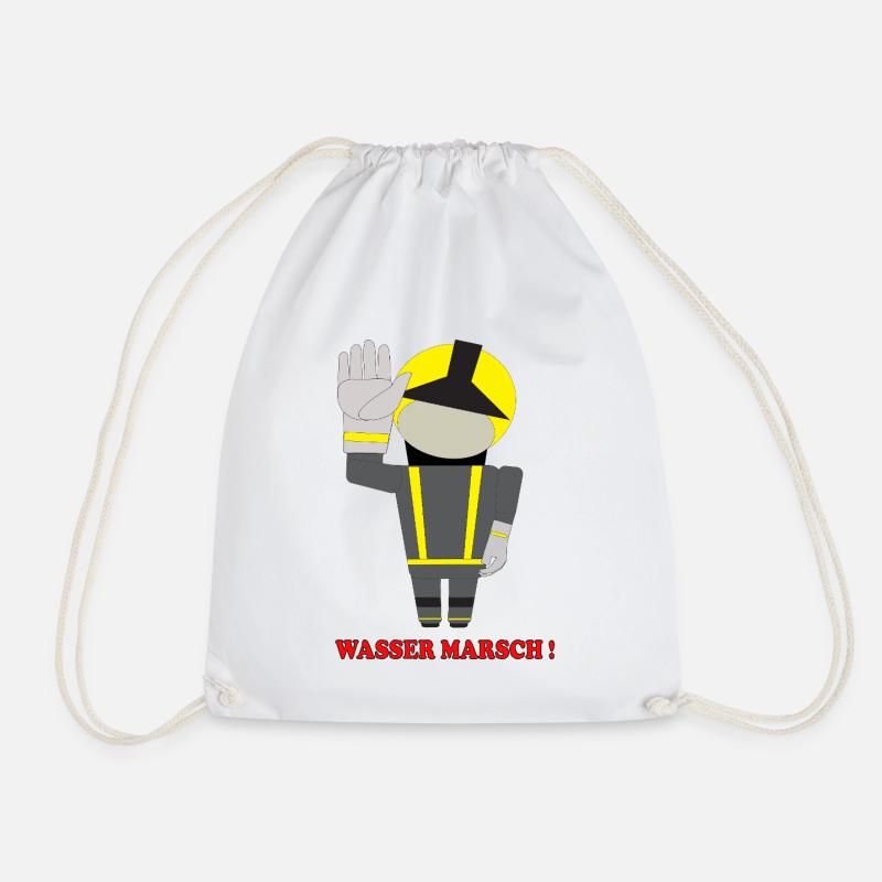 Water March Firefighter Hero - Drawstring Bag - white