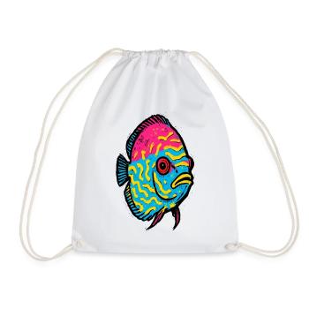 Poisson Discus Pop Art Rose et Jaune Vibrant - Sac de sport léger - blanc - Devant