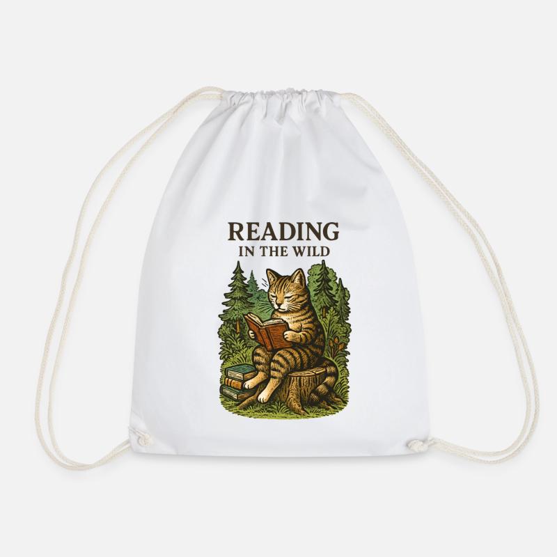 Lire dans le chat de la forêt sauvage - Sac de sport léger - blanc