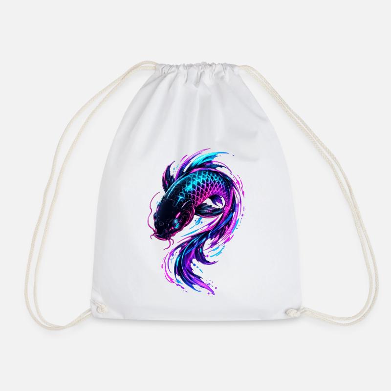Neon Koi Flow - Turnbeutel - Weiß