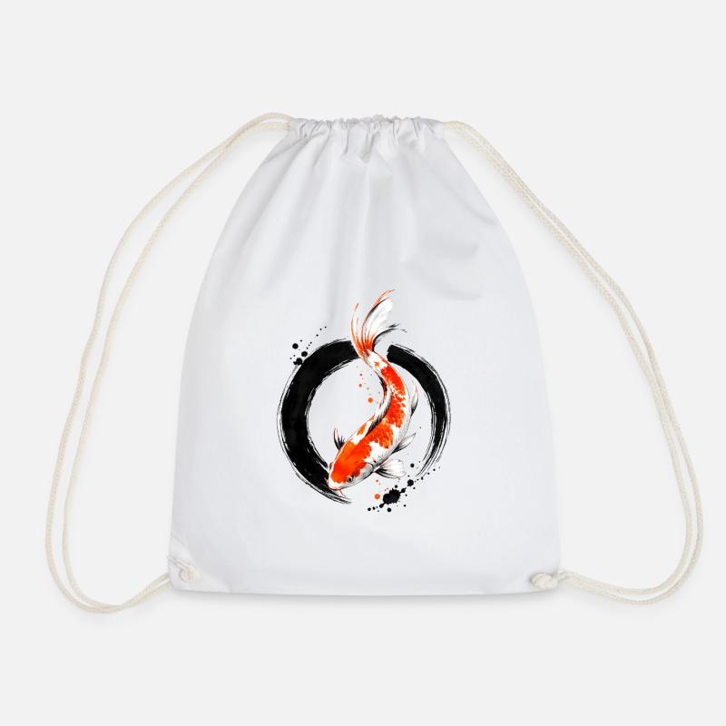Zen Koi Ink Circle - Turnbeutel - Weiß