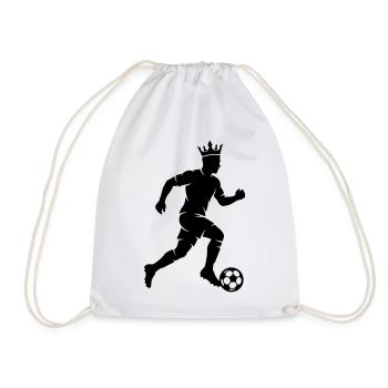 Soccer Player Silhouette Crown - Drawstring Bag - white - Front
