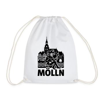 Mölln Stadt Silhouette Wahrzeichen - Turnbeutel - Weiß - Vorne