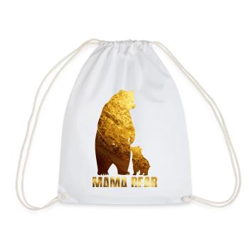 Mama Bear Gold Foil - Drawstring Bag - white - Front