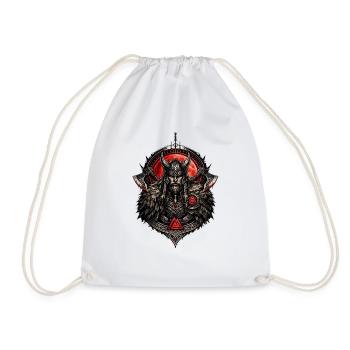 Horned Viking Warrior Emblem - Drawstring Bag - white - Front