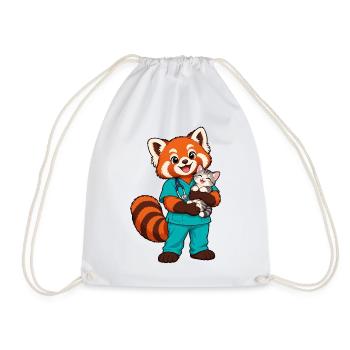 Tierarzt Red Panda hält ein Kätzchen - Turnbeutel - Weiß - Vorne