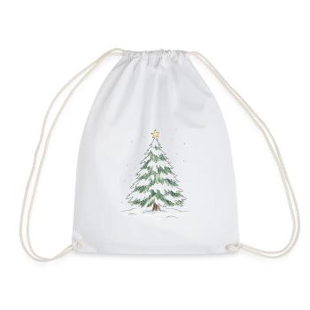 Schneebedeckter Weihnachtsbaum mit goldenem Stern - Turnbeutel - Weiß - Vorne