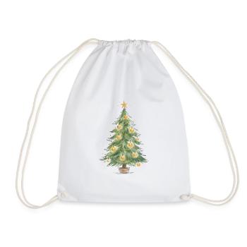 Eleganter Weihnachtsbaum mit goldenen Ornamenten - Turnbeutel - Weiß - Vorne