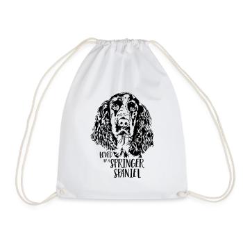 Loved by a Springer Spaniel Dog Dogs Wilsigns - Drawstring Bag - white - Front
