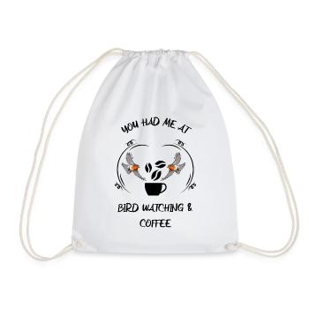 Bird Watching Bird Watching Birding Coffee - Drawstring Bag - white - Front