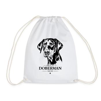Doberman Mom Dog Dog Doberman Wilsigns - Drawstring Bag - white - Front