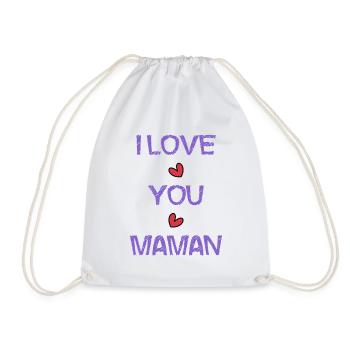 I LOVE. I LOVE YOU. MAMAN. FÊTE DES MÈRES. FÊTE - Sac de sport léger - blanc - Devant