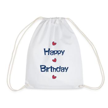 HAPPY BIRTHDAY. HAPPY BIRTHDAY. ANNIVERSARY. - Drawstring Bag - white - Front