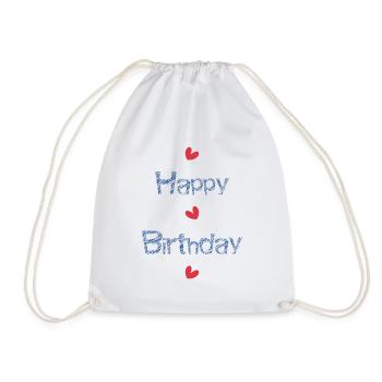 HAPPY BIRTHDAY. HAPPY BIRTHDAY. ANNIVERSARY. - Drawstring Bag - white - Front