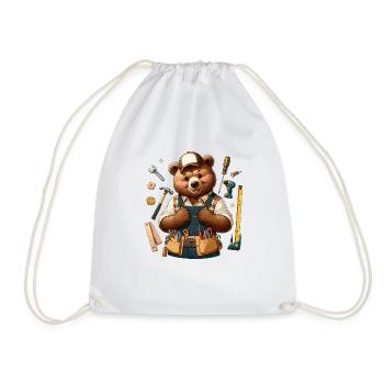 Cute Bear Craftsman - Drawstring Bag - white - Front
