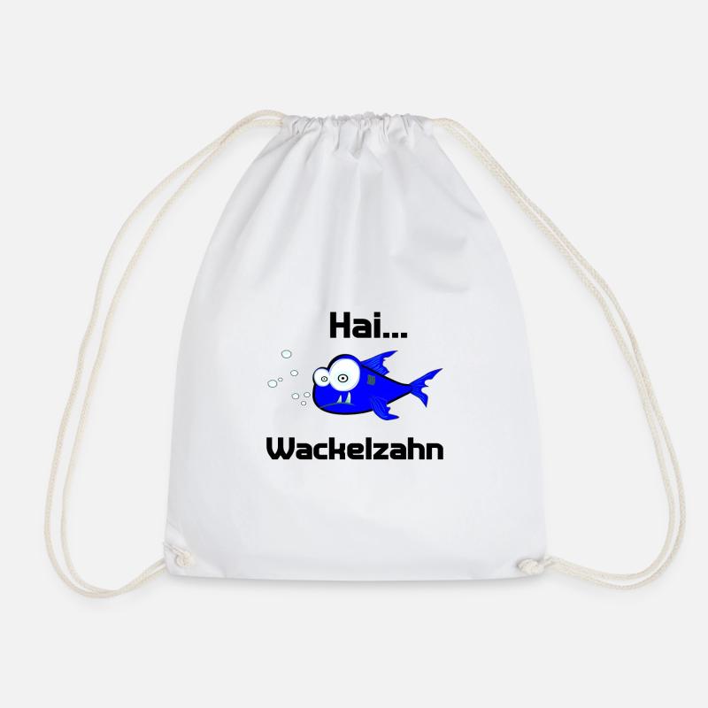 Hai Wackelzahn Zahn Blubberblasen Geschenkidee - Turnbeutel - Weiß