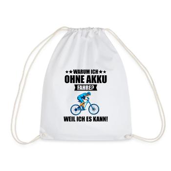 Why am I driving without a battery? Mountain Bike Gift - Drawstring Bag - white - Front