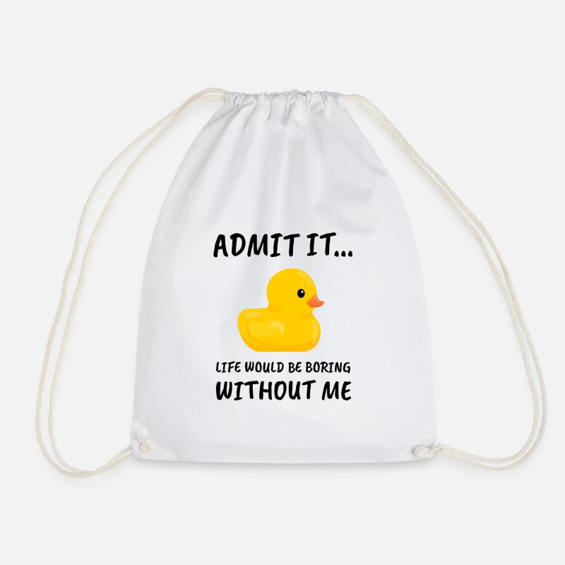Ente Quietschente Badeente Gummiente Geschenk - Turnbeutel - Weiß