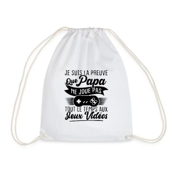 Mon papa ne joue pas tout le temps aux jeux vidéo - Sac de sport léger - blanc - Devant