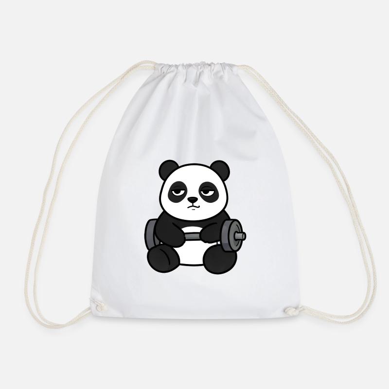 Panda Powerlifting - Drawstring Bag - white