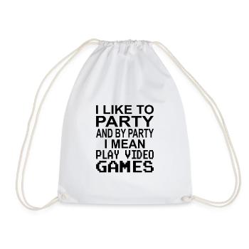 J’aime faire la fête et par fête je joue à des jeux vidéo - Sac de sport léger - blanc - Devant