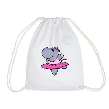 Ballet hippopotamus with tutu gift idea gift - Drawstring Bag - white - Front